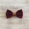Wine Red Burlap Bow Tie with Vintage Tan Center Strap