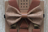 Honey Brown Burlap with Vintage Tan Middle/ Cognac elastic suspenders Set