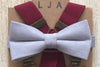 Light Grey Cotton Bow Tie with Wine suspender Set