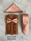 Rose Quartz Bow Tie with Cognac Buckle Suspender Set