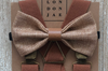 Honey Bow Tie with Light Brown Elastic Suspender Set