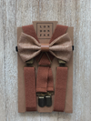 Honey Bow Tie with Light Brown Elastic Suspender Set