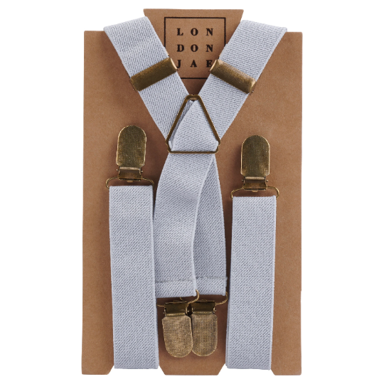 Navy Bow Tie with Light Grey Suspender Set