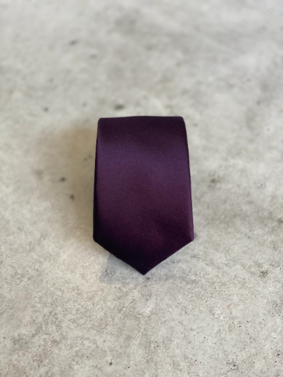 Plum Purple Satin Silk Self-Tied Bow Tie