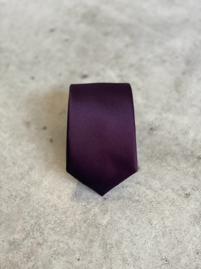 Plum Purple Satin Silk Bow Tie