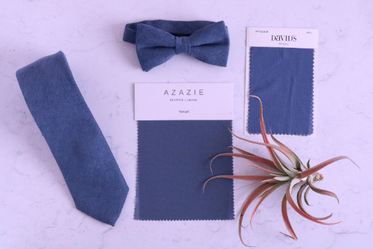 Steel Blue Bow Tie with Caramel Suspender Set