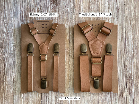 Rust Bow Tie with Vintage Tan Suspender Set