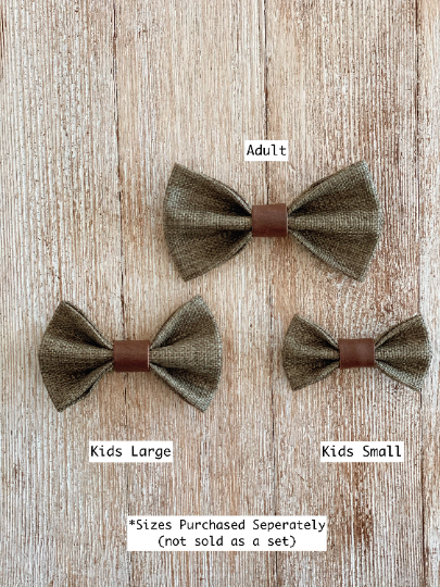 Olive Sage Bow Tie with Weathered Coffee Suspender Set